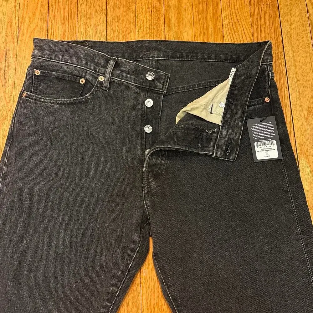 NWT Buck Mason B009 Japanese Denim Sz 33x34 Jeans Maverick Slim Black Button Fly